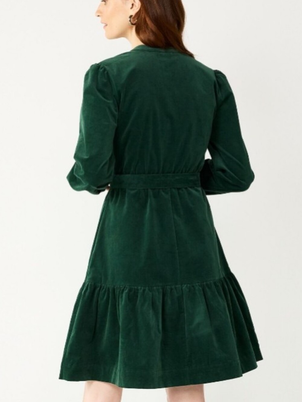 Draper James Emerald Green Velvet Button-Front Dress - Picture 2 of 6